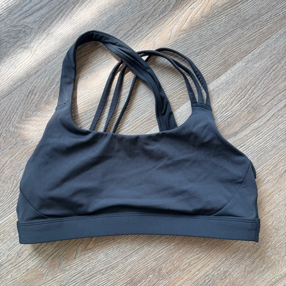 Athleta Train Free Asymmetrical Charcoal Strappy Sports Bra - Picture 1 of 3